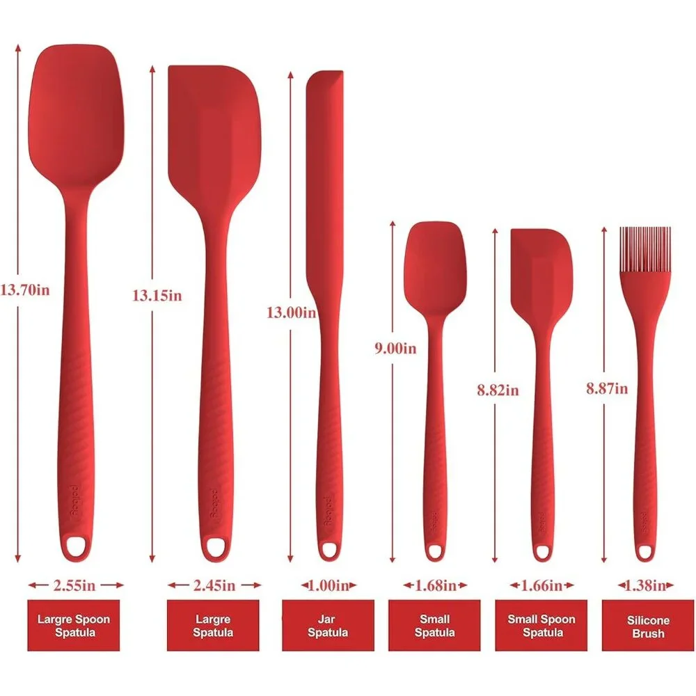 6 Heat Resistant Red Food Scraper Nonstick Cookware Kitchen for Baking